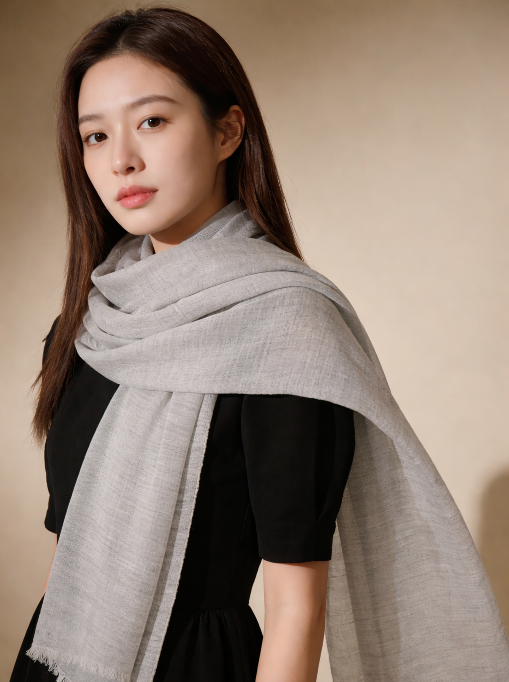 薄手ウールストール・軽やかで上品|Lightweight Wool Scarf · Airy & Elegant