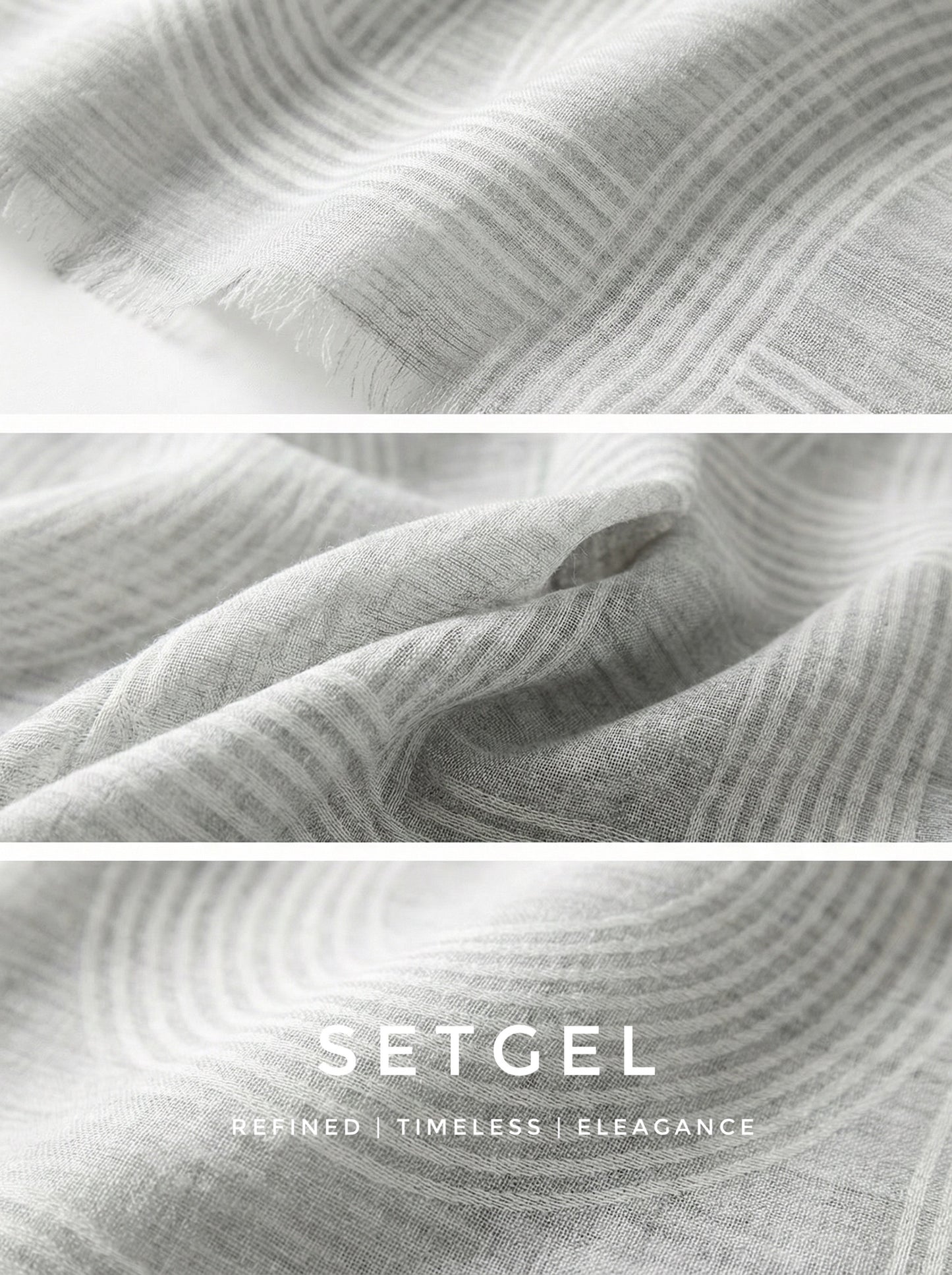 薄手ウール100%ストール・大判・軽やか(ライトグレー)|100% Lightweight Wool Scarf(Light Gray)