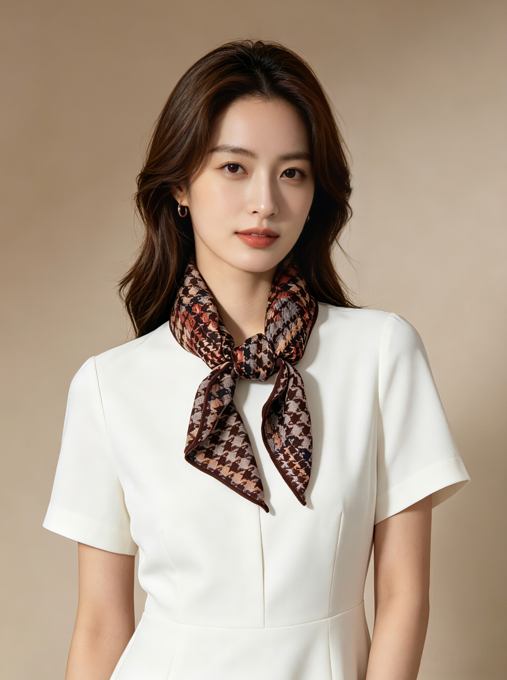 庭光雅韻｜薄手ウールスクエアスカーフ｜Garden Elegance | Lightweight Wool Square Scarf