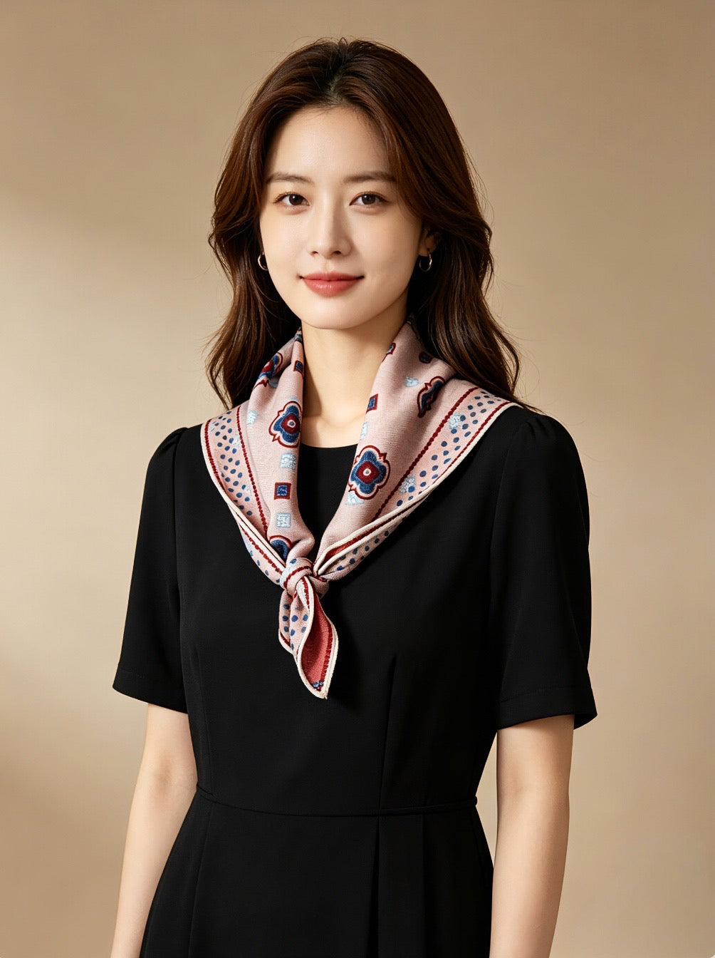 庭光雅韻｜薄手ウールスクエアスカーフ｜Garden Elegance | Lightweight Wool Square Scarf