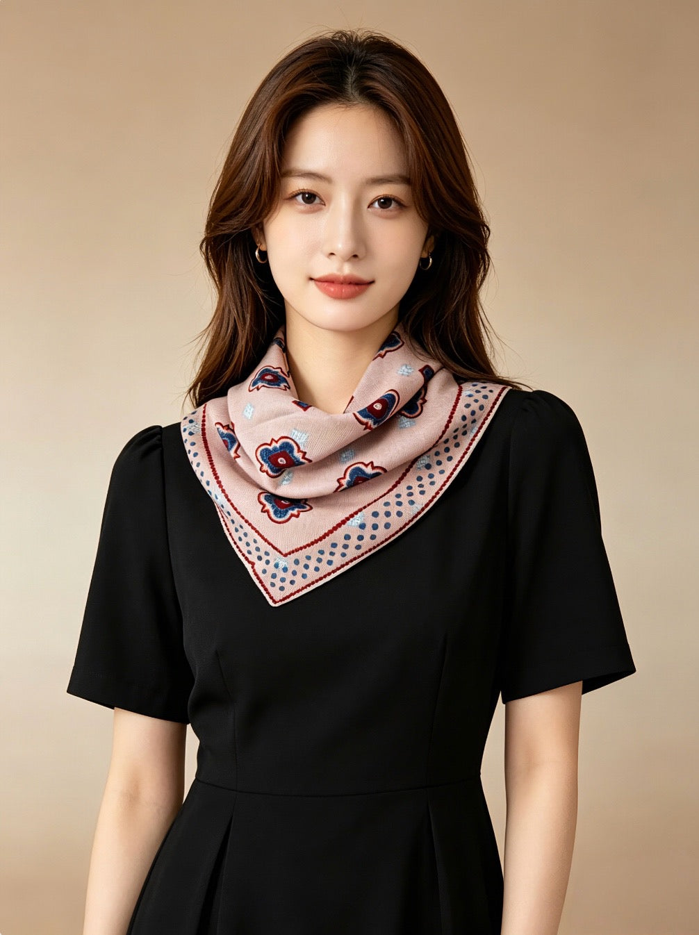 庭光雅韻｜薄手ウールスクエアスカーフ｜Garden Elegance | Lightweight Wool Square Scarf