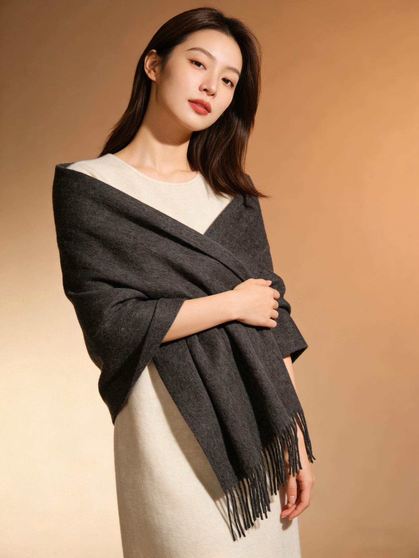 Plain lambswool shawl/scarf プレーンラムウールショール/スカーフ