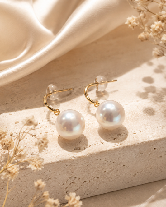 AKOYA PEARL HOOP EARRINGS