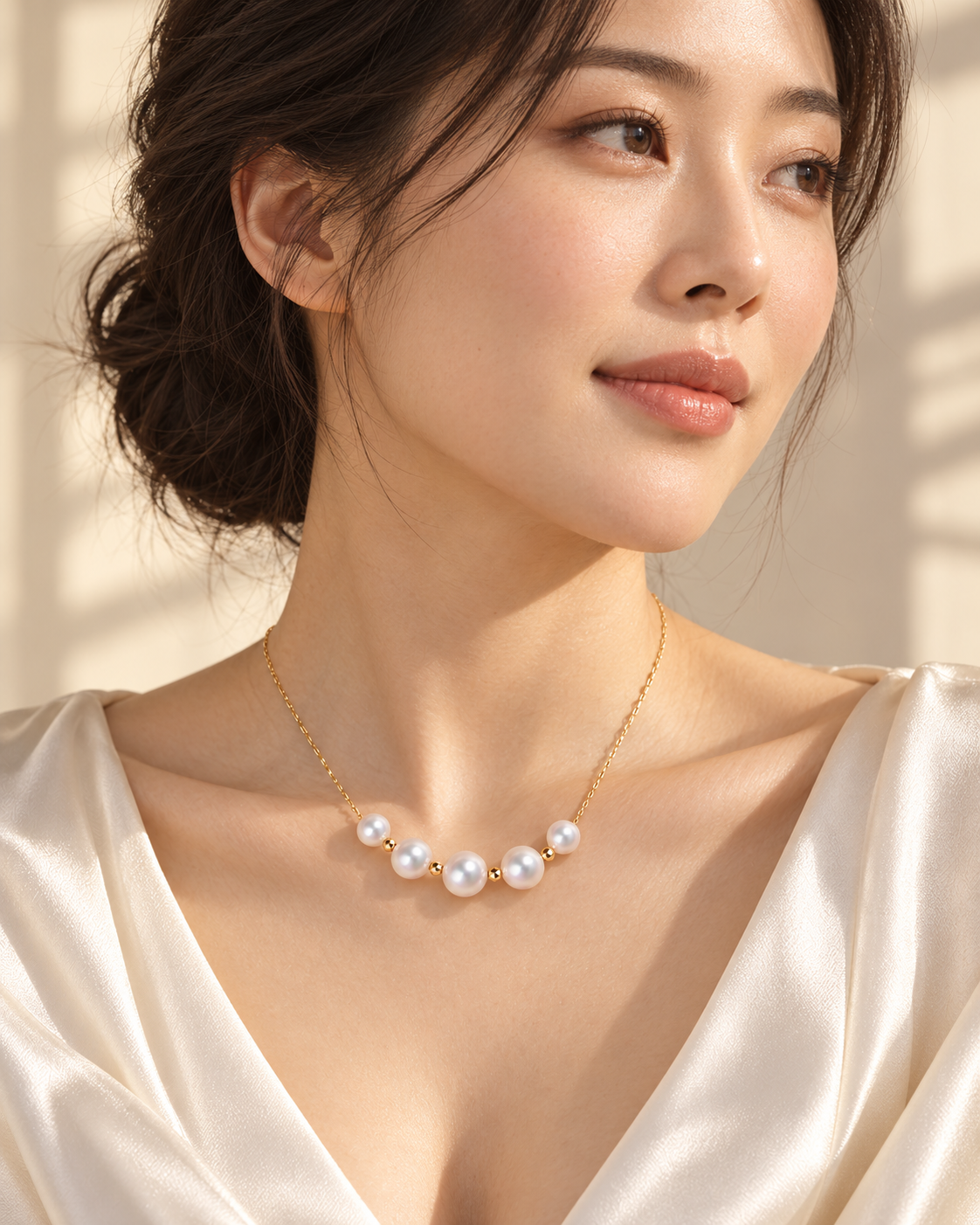 SETGEL｜パール プレリュード — K18イエローゴールド アコヤ真珠 5珠ネックレス
