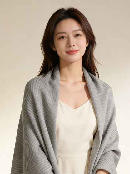 薄手ウール100％ストール・大判・軽やか（ダークグレー）｜100% Lightweight Wool Scarf（Dark Gray）