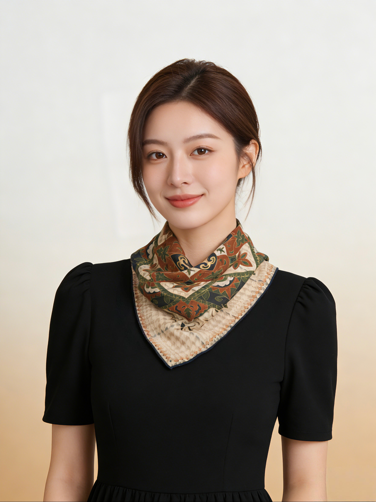 庭光雅韻｜薄手ウールスクエアスカーフ｜Garden Elegance | Lightweight Wool Square Scarf