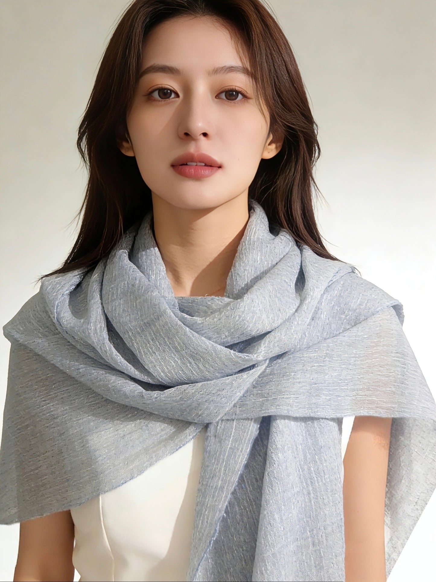 薄手ウールストール・軽やかで上品｜Lightweight Wool Scarf · Airy & Elegant