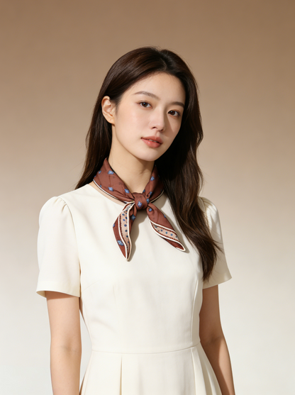 庭光雅韻｜薄手ウールスクエアスカーフ｜Garden Elegance | Lightweight Wool Square Scarf