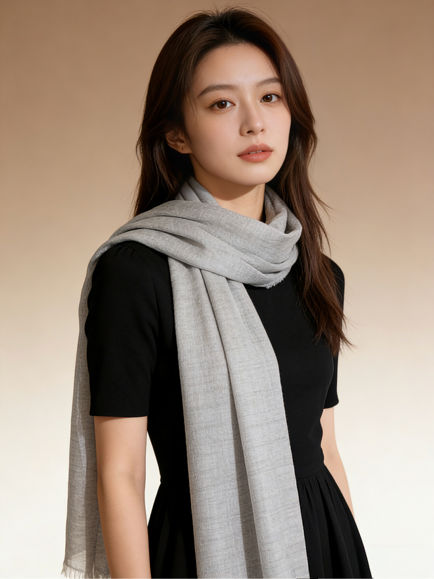 薄手ウールストール・軽やかで上品｜Lightweight Wool Scarf · Airy & Elegant