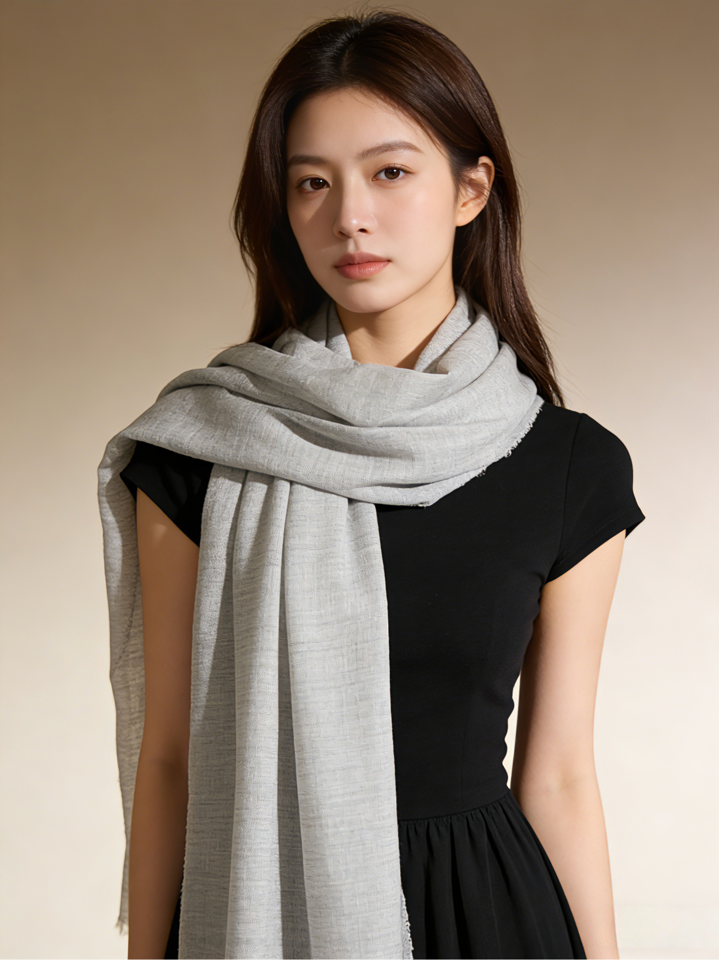 薄手ウールストール・軽やかで上品｜Lightweight Wool Scarf · Airy & Elegant