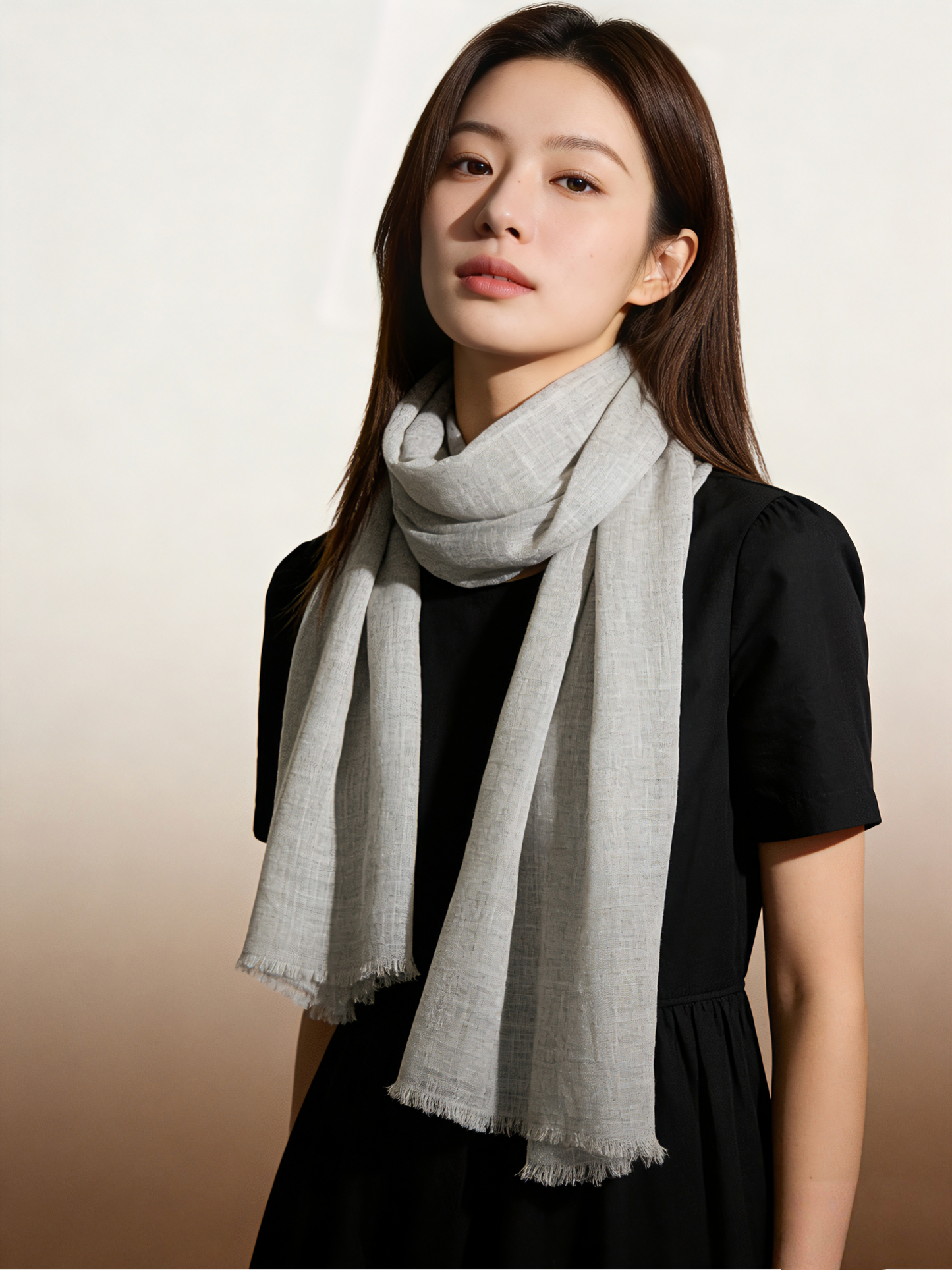 薄手ウールストール・軽やかで上品｜Lightweight Wool Scarf · Airy & Elegant