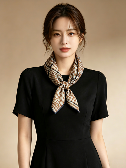 庭光雅韻｜薄手ウールスクエアスカーフ｜Garden Elegance | Lightweight Wool Square Scarf