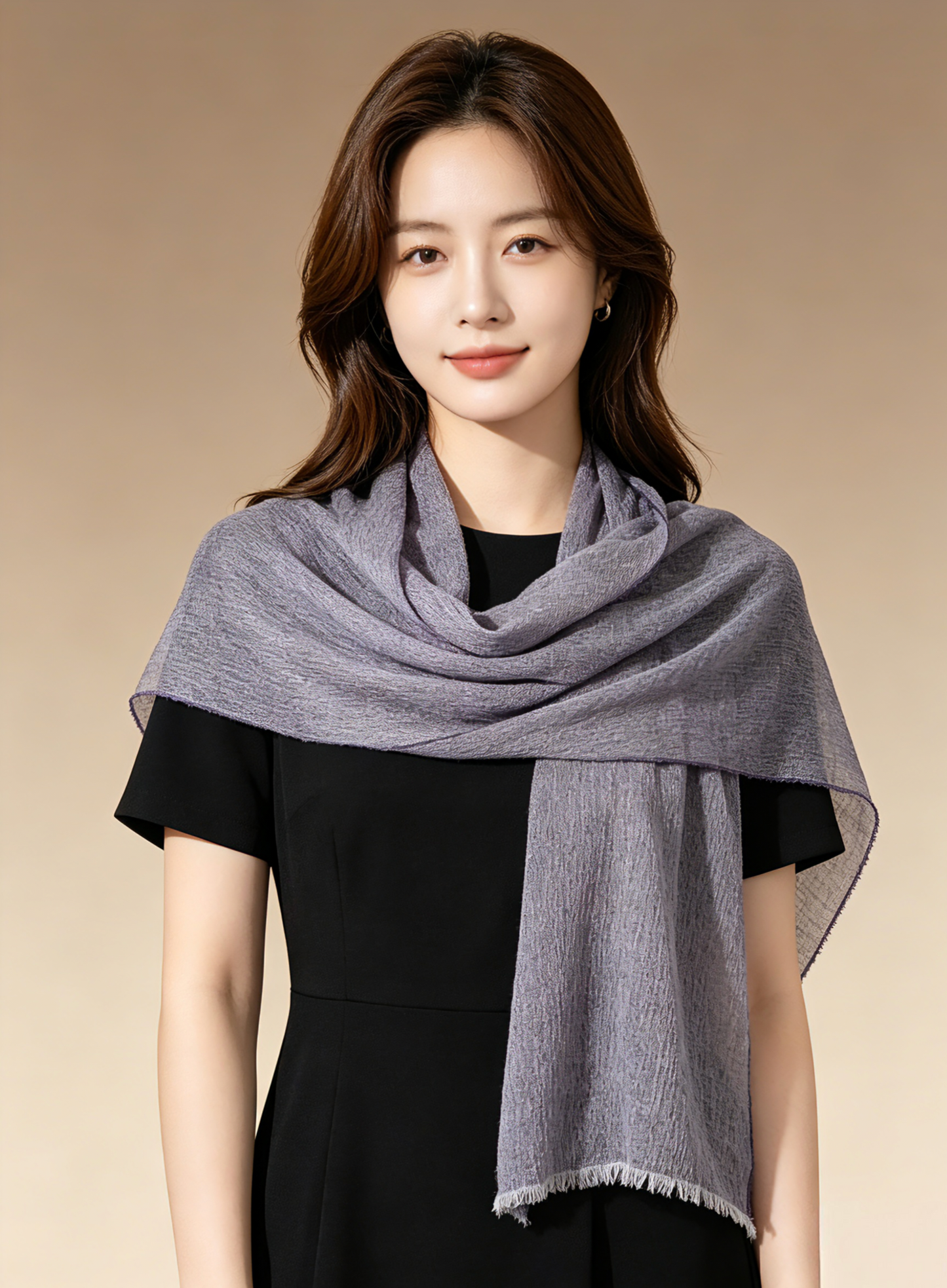 薄手ウールストール・軽やかで上品｜Lightweight Wool Scarf · Airy & Elegant