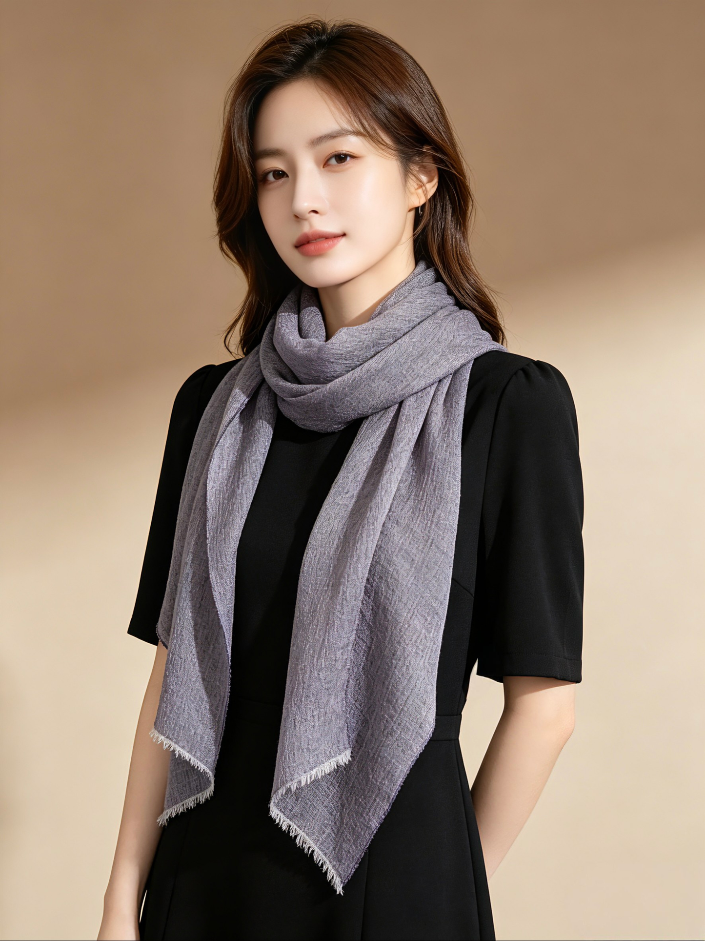 薄手ウールストール・軽やかで上品｜Lightweight Wool Scarf · Airy & Elegant