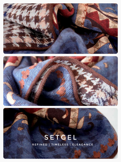 庭光雅韻｜薄手ウールスクエアスカーフ｜Garden Elegance | Lightweight Wool Square Scarf