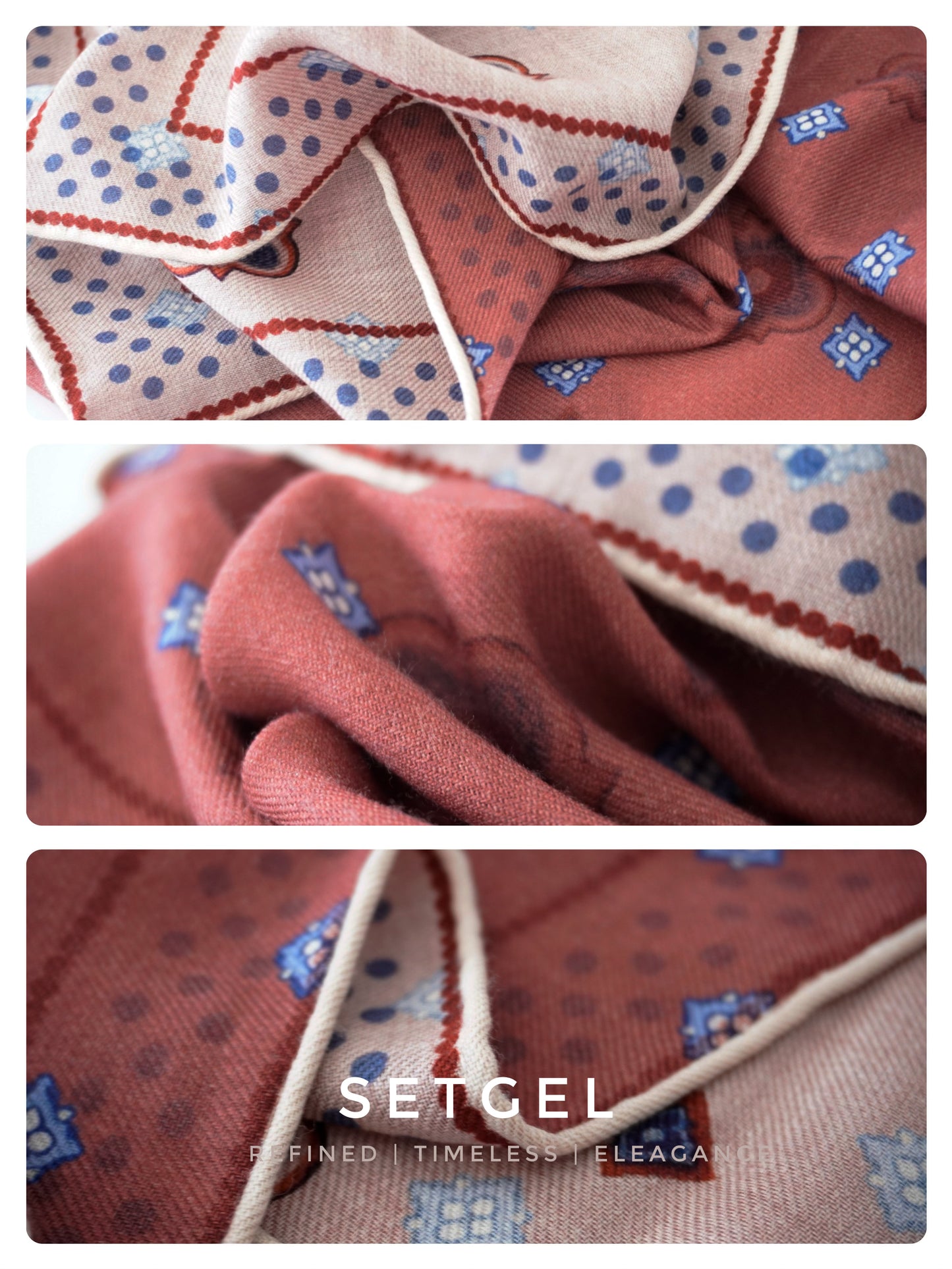 庭光雅韻｜薄手ウールスクエアスカーフ｜Garden Elegance | Lightweight Wool Square Scarf